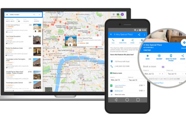 Google Promoted Hotels en dispositiu mòbil i ordinador portàtil